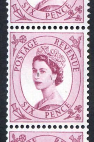 Spec 107 6d Deep Claret Cream Paper Wmk Crowns Coil Join Strip 7 U/M