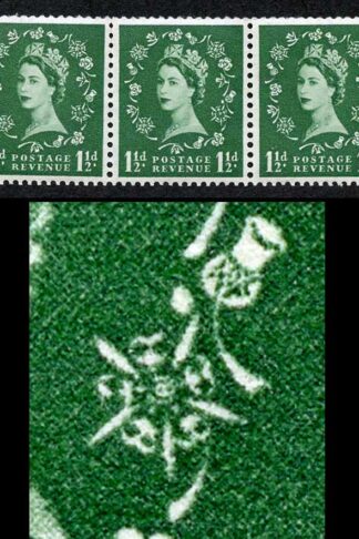 1 1/2d Green Spec S25n Dot Over Rose Flaw U/M