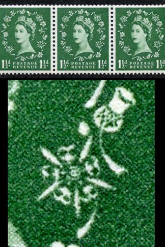 1 1/2d Green Spec S25n Dot Over Rose Flaw