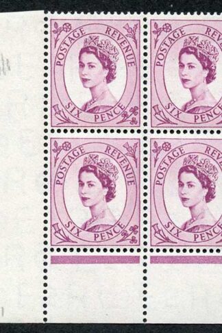 S107 6d Deep Claret Crowns Wmk U/M Corner Marginal Block 4 (eBay 7)
