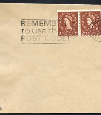 ST5(3) 2d Dollis Hill Strip of 3 Green AOP on Envelope with Trial Cancel