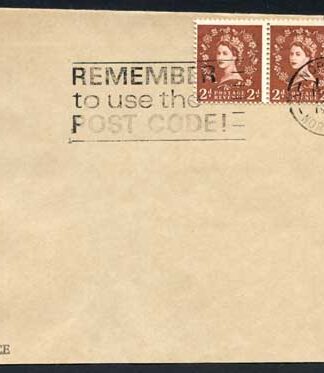 ST5(3) 2d Dollis Hill Strip of 3 Green AOP on Envelope with Trial Cancel