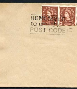 ST5(3) 2d Dollis Hill Strip of 3 Green AOP on Envelope with Trial Cancel