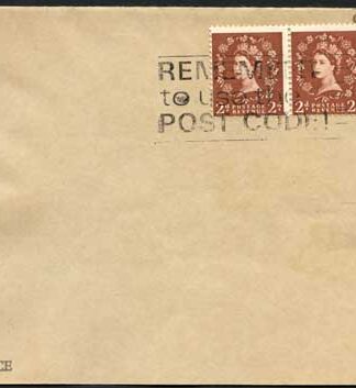 ST5(3) 2d Dollis Hill Strip of 3 Green AOP on Envelope with Trial Cancel