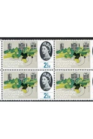 Spec WP46c 1964 2 1/2d Geographical with Retouched Lawn Flaw Block of 4 U/M