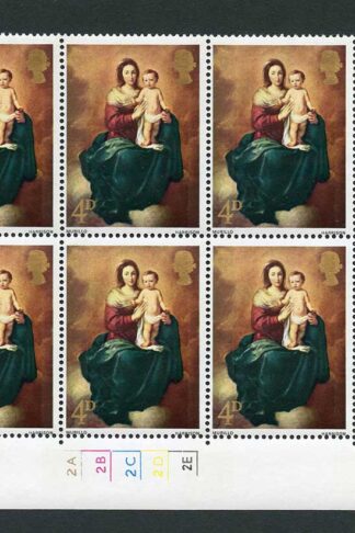 SG757Var 1967 4d Christmas with Broad Band at Left and Narrow at Right Block 6