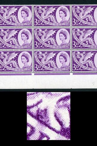 Spec W9d 1958 3d Games with Body Flaw (State II) Cyl Block of 9 U/M