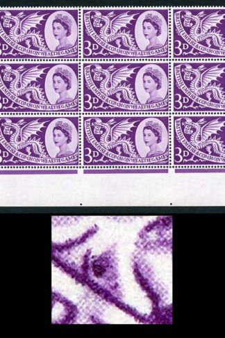 Spec W9d 1958 3d Games with Body Flaw (State II) Cyl Block of 9 U/M