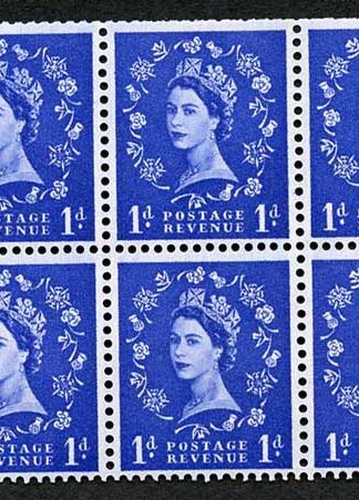 SB30 1d Wmk Crown Upright Cream Paper Cyl F3 No Dot Pane of 6 U/M