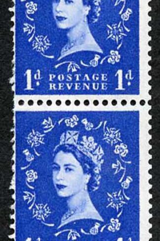 S16n 1d Ultramarine Crown Wmk Cream Paper Coil Strip 5 with Flaw On Thistle Head