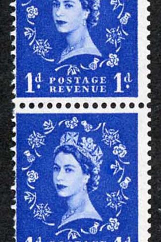 S16n 1d Ultramarine Crown Wmk Cream Paper Coil Strip 5 with Flaw On Thistle Head