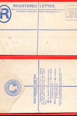 RP14 QV 2d Blue Registered Envelope  Size F Mint