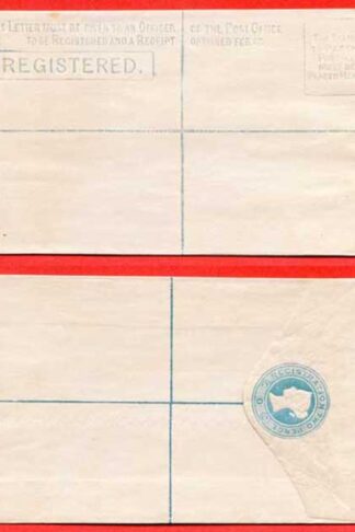 RP6 QV 2d Blue Registered Envelope Size F Mint