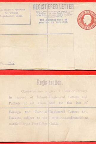 RP28 KGV 3d Red Brown Registered Envelope Size Fb Mint