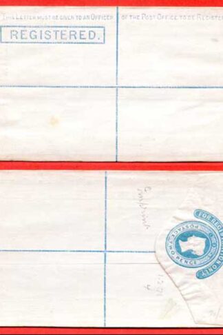 RP2 QV 2d Blue Registered Envelope  Size F Mint