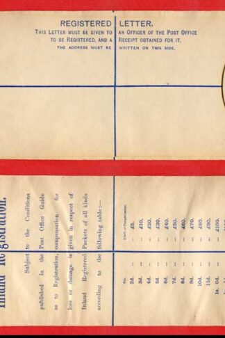 RP22 QV 2d Blue Registered Envelope Size H2 Mint