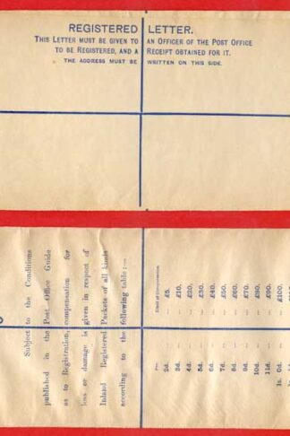 RP22 QV 2d Blue Registered Envelope Size H2 Mint