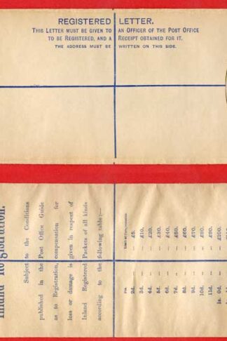 RP22 QV 2d Blue Registered Envelope Size H2 Mint