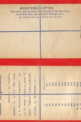 RP22 QV 2d Blue Registered Envelope Size H2 Mint