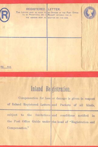 RP23 QV 2d Blue Registered Envelope Size H Mint