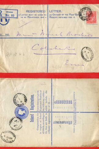 RP18 QV 2d Blue Registered Envelope Size H Uprated