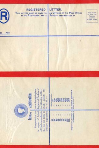 RP18 QV 2d Blue Registered Envelope Size H Mint