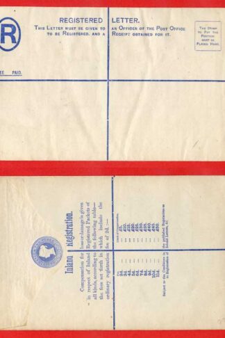 RP18 QV 2d Blue Registered Envelope Size H Mint