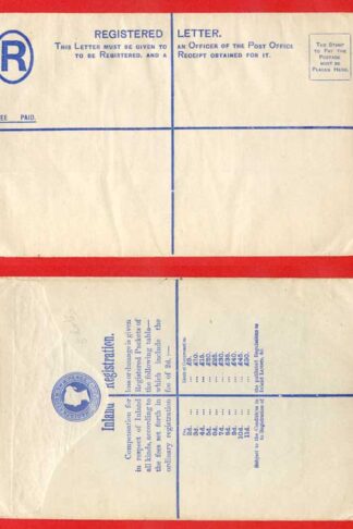 RP18 QV 2d Blue Registered Envelope Size H Mint