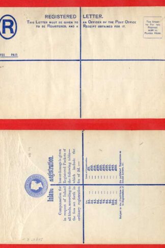 RP18 QV 2d Blue Registered Envelope Size H Mint