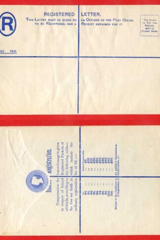 RP18 QV 2d Blue Registered Envelope Size H Mint