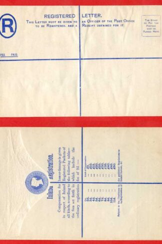 RP18 QV 2d Blue Registered Envelope Size H Mint