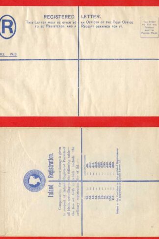 RP18 QV 2d Blue Registered Envelope Size H Mint
