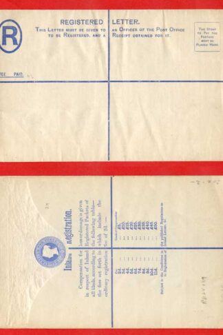 RP18 QV 2d Blue Registered Envelope Size H Mint