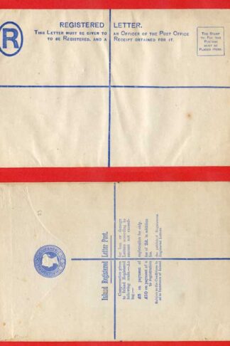 RP15 QV 2d Blue Registered Envelope Size H Mint