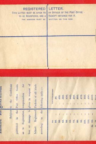 RP22 QV 2d Blue Registered Envelope Size H2 Mint