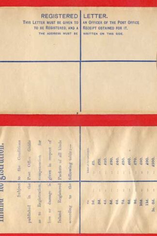 RP22 QV 2d Blue Registered Envelope Size H2 Mint
