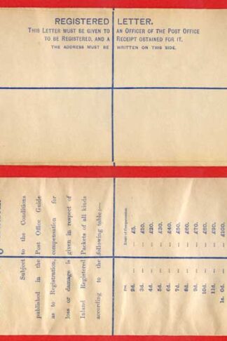 RP22 QV 2d Blue Registered Envelope Size H2 Mint