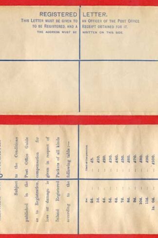RP22 QV 2d Blue Registered Envelope Size H2 Mint