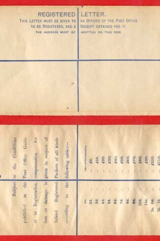RP22 QV 2d Blue Registered Envelope Size H2 Mint