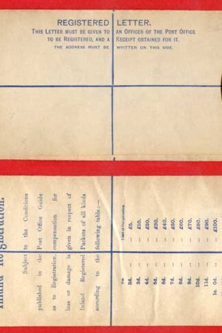 RP22 QV 2d Blue Registered Envelope Size H2 Mint