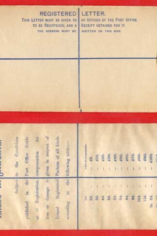 RP22 QV 2d Blue Registered Envelope Size H2 Mint