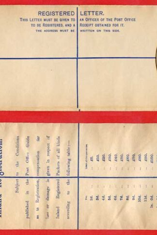 RP22 QV 2d Blue Registered Envelope Size H2 Mint