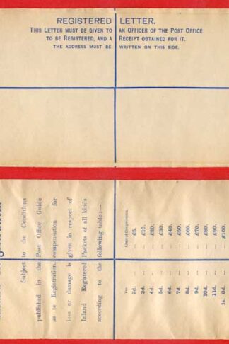 RP22 QV 2d Blue Registered Envelope Size H2 Mint