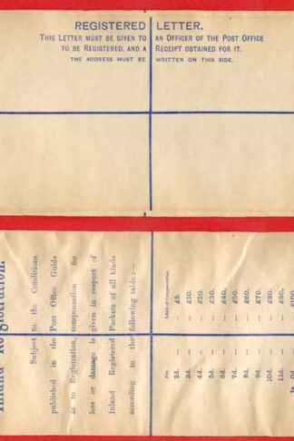 RP22 QV 2d Blue Registered Envelope Size H2 Mint