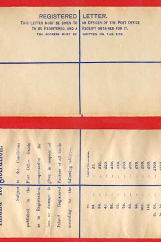 RP22 QV 2d Blue Registered Envelope Size H2 Mint