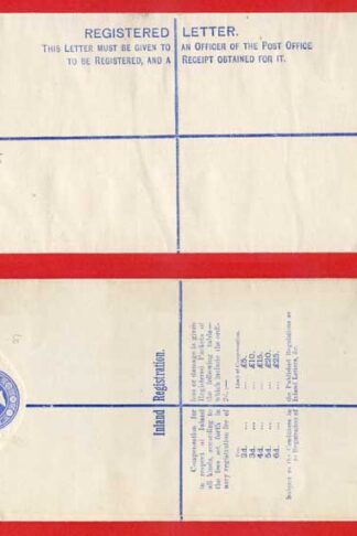 RP16 QV 2d Blue Registered Envelope Size H2 Mint