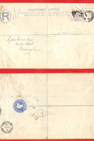RP13 QV 2d Blue Registered Envelope Size H Used Uprated