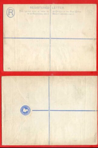 RP13 QV 2d Blue Registered Envelope Size I Mint