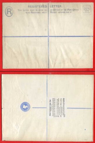 RP14 QV 2d Blue Registered Envelope  Size I Mint with Label On Back