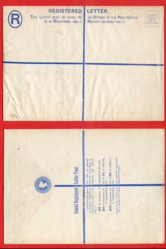 RP14 QV 2d Blue Registered Envelope Size I Mint